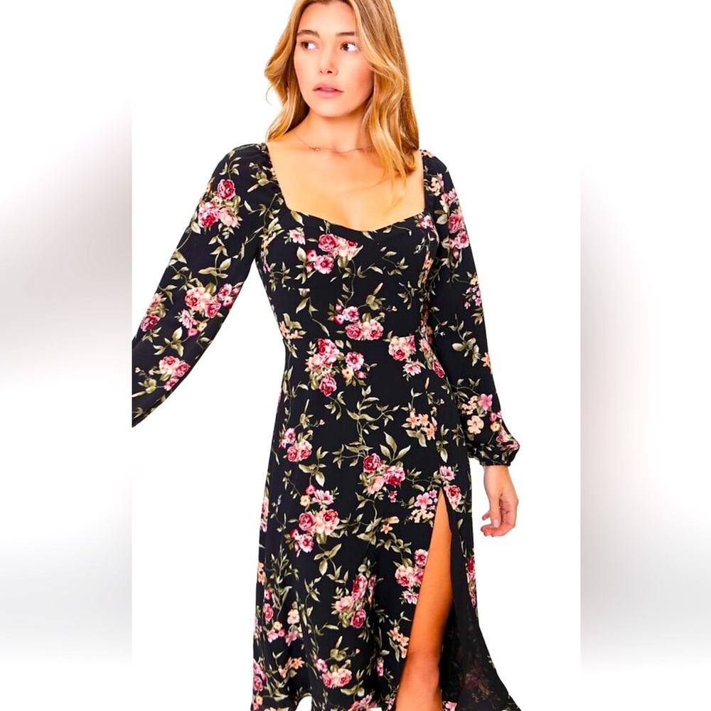 NWT forever 21 midi floral long sleeve dress size L